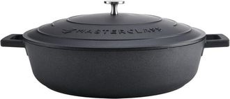 MasterClass Masterclass Cacerola Poco Profunda Con Tapa, Cacerola De Placa A Horno A Mesa, Ultraligera, &Oacute;ptima Conducci&oacute;n Del Calor, 5 Litros, Negro