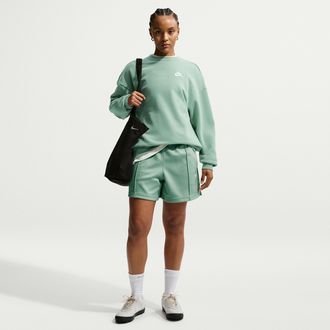 Nike Womens Nike Sportswear Mid-Rise Poly-Knit Track Shorts in Green | IF0647-006