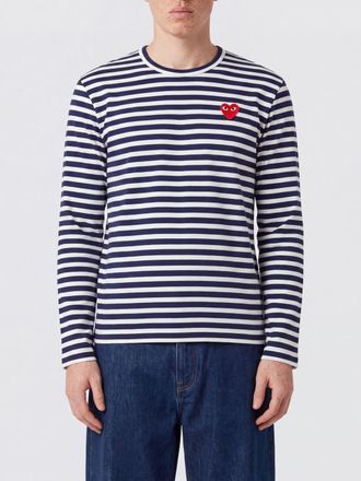 Comme Des Gar&ccedil;ons T-shirt a righe in cotone con logo a cuore