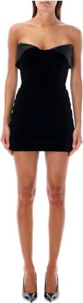 MUGLER Zwart Fluweel Korset Mini Jurk - Dames - Feestkleedjes - Zwart - S - Satijn - Kleedjes