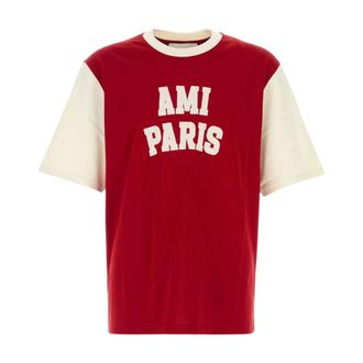 Ami Ami de Coeur Embroidered T-Shirt - male - Ami Paris - T-Shirts - Red - XL - Tops