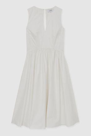 Reiss Womens Cream Cotton Corset Midi Dress, Size: 16