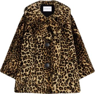 Givenchy Korte jas van imitatiebont met luipaardprint - Dames - Jassen - Veelkleurig - XS - Leer - Jassen
