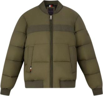 Tommy Hilfiger Mens Green High Loft Bomber Jacket - Size Medium