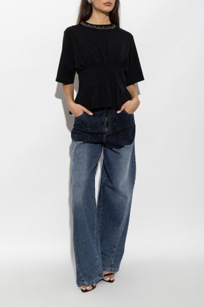 Blumarine Lace-print Jeans, Womens, Blue