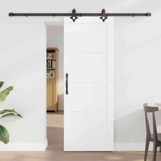 vidaXL Vidaxl Puerta Corredera Con Juego De Accesorios orkdalblanca De Madera S&oacute;lida De Pino