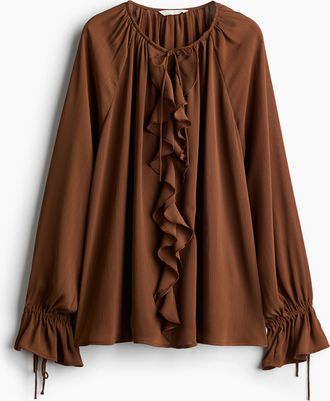 H&M Bluse mit Volants - Beige