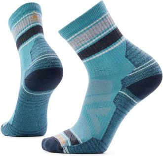 Smartwool Hike Light Cushion Striped Mid Crew Sock Wandersocken - Unisex | t&uuml;rkis/blau
