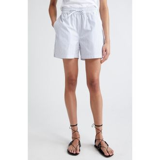 R&oacute;he Holiday Pinstripe Cotton Shorts in White Blue Stripe at Nordstrom Rack, Size 12 Us / 44 Eu
