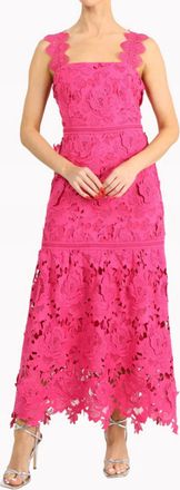 Adelyn Rae Karia Drop Waist 3D Lace Midi Dress In Pink