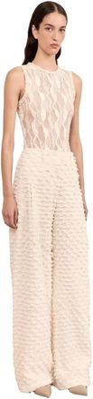 Ulla Johnson Beatrix Wide Leg Trouser - Dames - Wijde Broeken - Beige - L - Katoen - Broeken