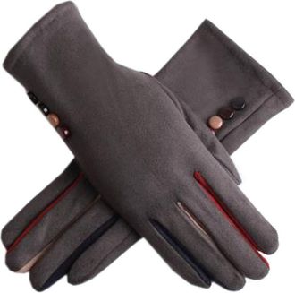 ACVIP Ladies Winter Color Blocks Touchscreen Faux Suede Gloves (Grey)