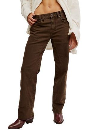 Free People Risk Taker Raw Hem Straight Leg Jeans in Workwear Brown at Nordstrom Rack, Size 24