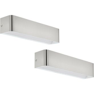 Loops 2 PACK Wall Light Satin Nickel Front Cover Oblong Box Structure LED 12W Inc in Metallics