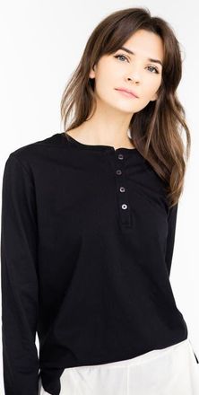 Salua Pima Cotton Henley in Black at Nordstrom, Size X-Small