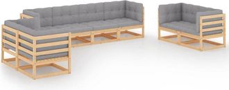 vidaXL Juego De Muebles De Jard&iacute;n 8 Pzas Y Cojines Madera Pino Maciza Vidaxl