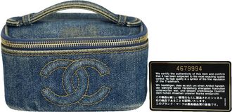 Chanel Vanity Case Quilted Denim Blue Denim_Jeans Handbag (Pre-Owned)