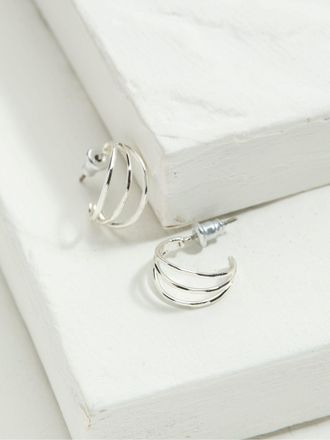 Fat Face FatFace Silver Tone Triple Strand Hoop Earrings