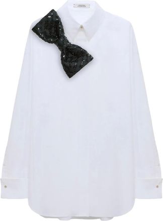 Dorothee Schumacher Popeline Power blouse met pailletten strik - Wit