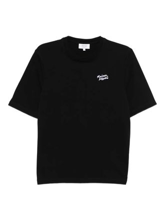 Maison Kitsuné Handwriting Embroidered T-shirt - women - Cotton - S - Black