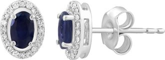 Effy Sterling Silver Sapphire & Diamond Stud Earrings in Blue at Nordstrom Rack