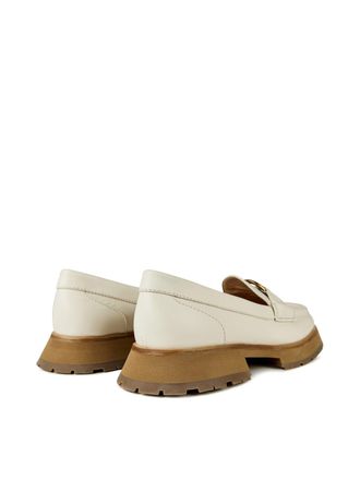 Moncler Womens Bell Logo Loafers White Shoes > Flats