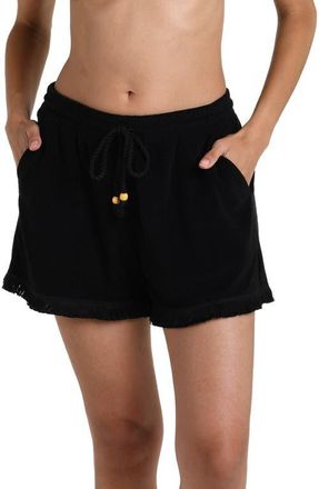 La Blanca Wild Beach Fringe Drawstring Shorts in Black at Nordstrom, Size X-Large