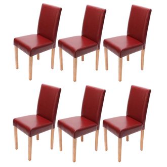 Hhg Hhg - Juego De 6 Sillas De Comedor Silla De Cocina Littau, Cuero, Rojo, Patas Claras