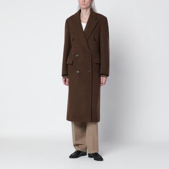 The Row Bamira brown m&eacute;lange coat in virgin wool