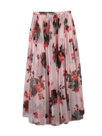 Philosophy di Lorenzo Serafini Pink/Green Voile Pliss&eacute; Polyester Skirt