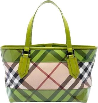 Burberry Borsa Tote Pre-owned in Tela - - Pre-owned - Donna - Verde - ONE SIZE