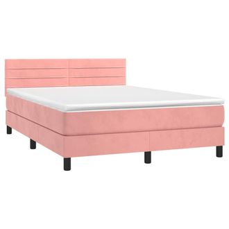 vidaXL Vidaxl - Cama Box Spring Con Colch&oacute;n Terciopelo Rosa 140x200 Cm