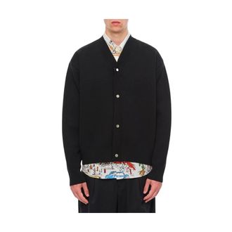 Jacquemus Cardigans, male, Black, Size: XL Black V-Neck Ribbed Jacket