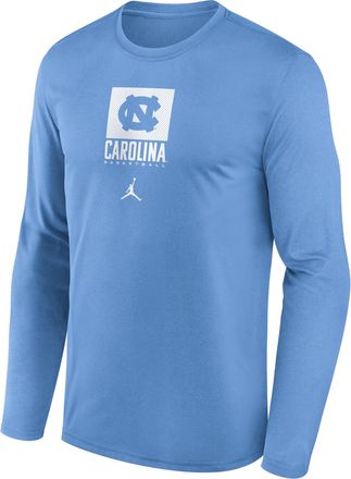 Nike Mens North Carolina Courtside Jordan Brand Dri-FIT College Long-Sleeve T-Shirt in Blue | 0JTJ4EYNCN-NB7