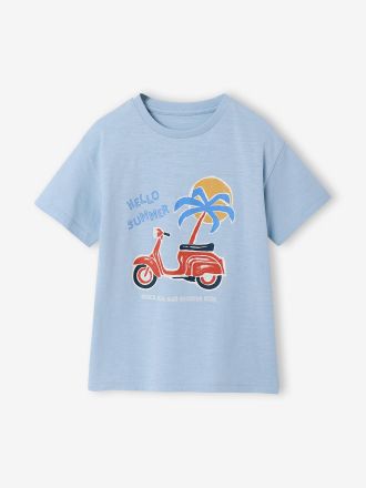 Vertbaudet T-Shirt Jungen Urlaubsprint mit Recycling-Baumwolle himmelblau
