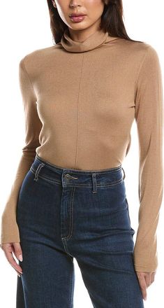 Fort&eacute; Cashmere Long Sleeve Seamed Funnel Neck Silk & Cashmere-Blend Sweater