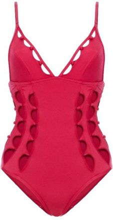 Zimmermann Goldie Crescent button-embellished cutout swimsuit Size S
