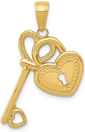 Diamond2Deal 14k Yellow Gold Polished Heart Key Lock Charm