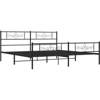 vidaXL Vidaxl - Estructura Cama Sin Colch&oacute;n Con Estribo Metal Negro 193x203 Cm