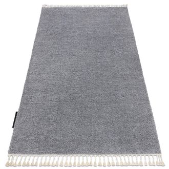 RugsX Tappeto Berber 9000 Grigio Chiaro Frange Berbero Marocchino Shaggy Grey 200x290 Cm