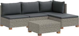vidaXL 5 Uds. Conjunto De Lounge De Rat&aacute;n Con Cojines Gendt Gris Kubu Vidaxl