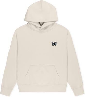 Dalix Butterfly Relaxed Midweight Fleece Pullover Hoodie in Ecru at Nordstrom, Size Xx-Large