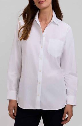 Foxcroft Non-Iron Boyfriend Button-Up Shirt in White at Nordstrom, Size 14