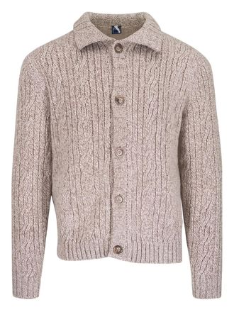 Fedeli Kabelgebreid vest met knopen - Beige