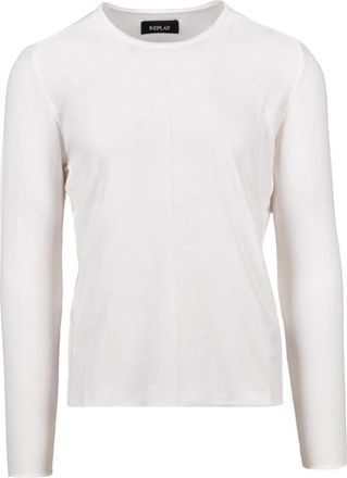 Replay Maglia - Heren - Ronde hals truien - Wit - XL - Katoen - Truien & Vesten
