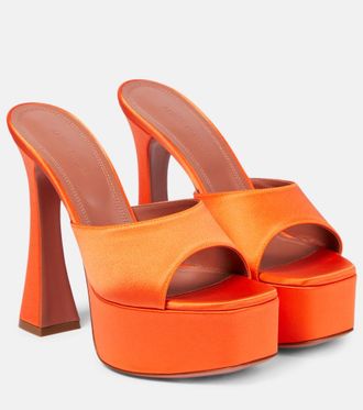 Amina Muaddi Dalida satin platform mules