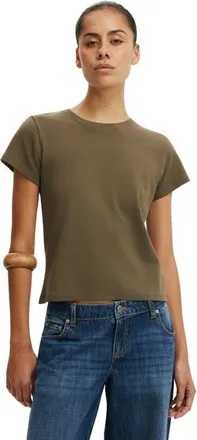 Cotton On 90S Baby Tee in Khaki Green at Nordstrom, Size X-Small