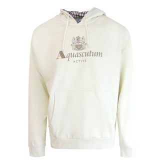 Aquascutum Active Big Logo Hoodie Oud Wit