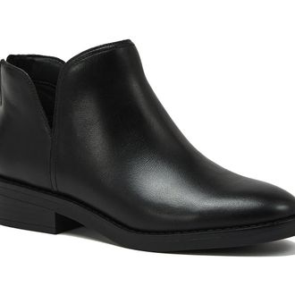 Lands End Essential Zip Up Ankle Booties in Black Leather at Nordstrom, Size 6.5