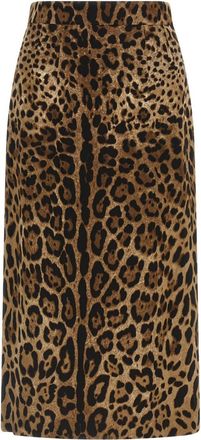Dolce & Gabbana Brown Animal Print Midi Skirt